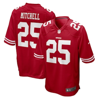 mens nike elijah mitchell scarlet san francisco 49ers player